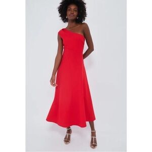 Tuckernuck x India hicks One shoulder Carmen midi dress size medium Scarlet red